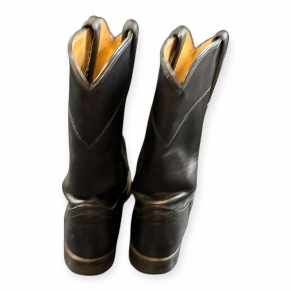 JUSTIN Men’s Black Leather Roper Western Boots Size 8.5 B - Picture 4 of 7